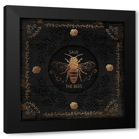 Save the Bees Black Modern Wood Framed Art Print by Pugh, Jennifer