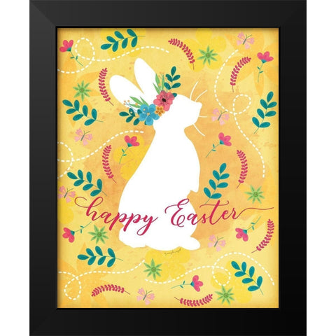 Happy Easter Black Modern Wood Framed Art Print by Pugh, Jennifer