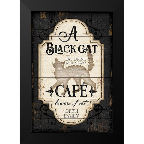 Black Cat CafÃ© Black Modern Wood Framed Art Print by Pugh, Jennifer