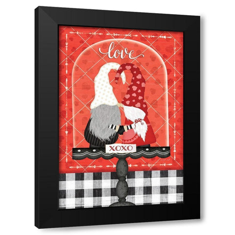 Valentines Gnomes Black Modern Wood Framed Art Print with Double Matting by Pugh, Jennifer