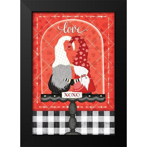 Valentines Gnomes Black Modern Wood Framed Art Print by Pugh, Jennifer