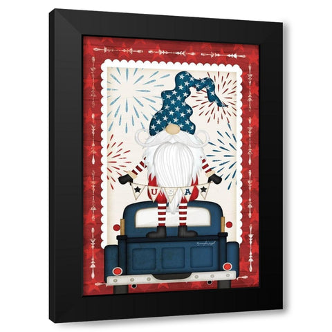 Patriotic Gnome Black Modern Wood Framed Art Print with Double Matting by Pugh, Jennifer