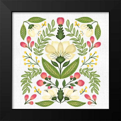 Folk Floral I Black Modern Wood Framed Art Print by Pugh, Jennifer