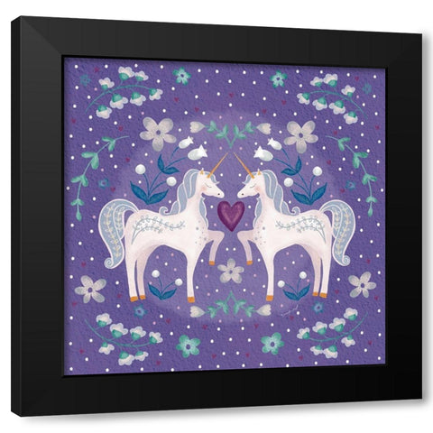 Purple Unicorn I Black Modern Wood Framed Art Print with Double Matting by Pugh, Jennifer