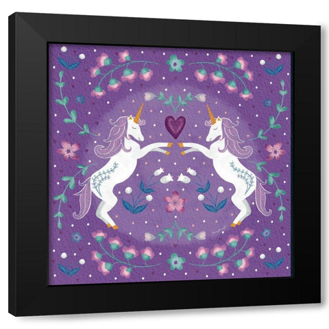 Purple Unicorn II Black Modern Wood Framed Art Print with Double Matting by Pugh, Jennifer
