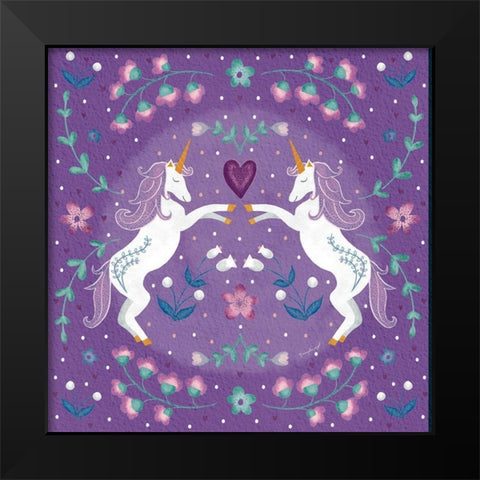 Purple Unicorn II Black Modern Wood Framed Art Print by Pugh, Jennifer