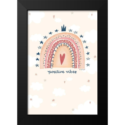 Positive Vibes Black Modern Wood Framed Art Print by Pugh, Jennifer