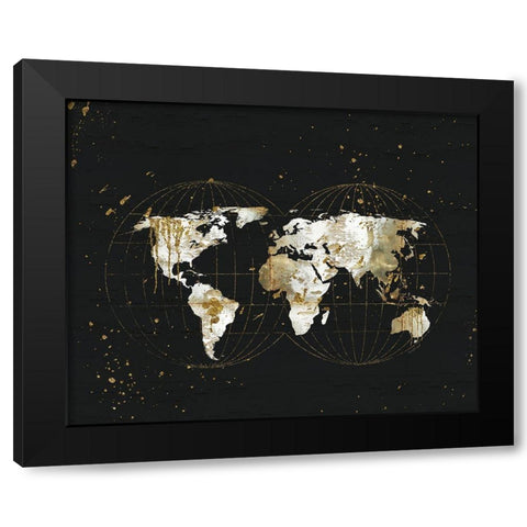 World Map Black Modern Wood Framed Art Print with Double Matting by Pugh, Jennifer