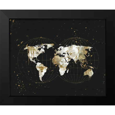 World Map Black Modern Wood Framed Art Print by Pugh, Jennifer