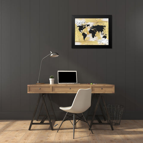World Map II Black Modern Wood Framed Art Print by Pugh, Jennifer