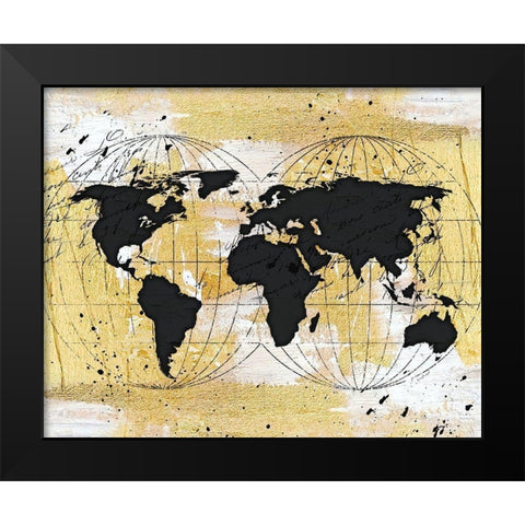 World Map II Black Modern Wood Framed Art Print by Pugh, Jennifer