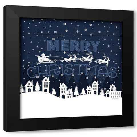 Merry Christmas Black Modern Wood Framed Art Print by Pugh, Jennifer