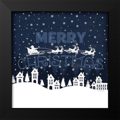 Merry Christmas Black Modern Wood Framed Art Print by Pugh, Jennifer