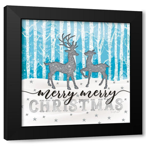 Merry Merry Christmas Black Modern Wood Framed Art Print by Pugh, Jennifer