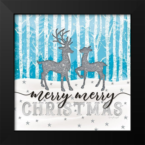 Merry Merry Christmas Black Modern Wood Framed Art Print by Pugh, Jennifer