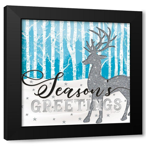 Seasons Greetings Black Modern Wood Framed Art Print with Double Matting by Pugh, Jennifer
