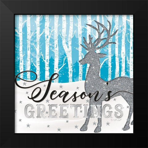 Seasons Greetings Black Modern Wood Framed Art Print by Pugh, Jennifer