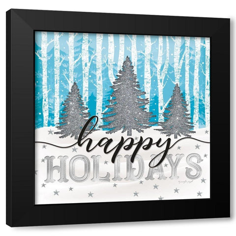 Happy Holidays Black Modern Wood Framed Art Print with Double Matting by Pugh, Jennifer