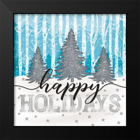 Happy Holidays Black Modern Wood Framed Art Print by Pugh, Jennifer