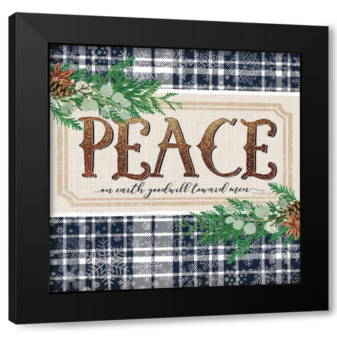 Peace Black Modern Wood Framed Art Print with Double Matting by Pugh, Jennifer