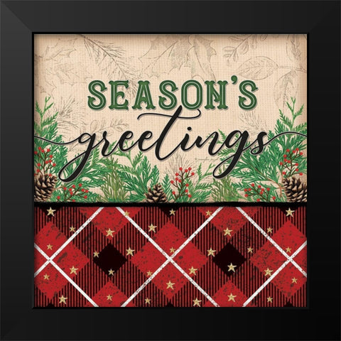 Seasons Greetings Black Modern Wood Framed Art Print by Pugh, Jennifer