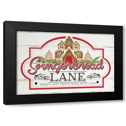 Gingerbread Lane Black Modern Wood Framed Art Print by Pugh, Jennifer