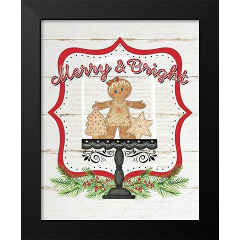 Merry and Bright Black Modern Wood Framed Art Print by Pugh, Jennifer