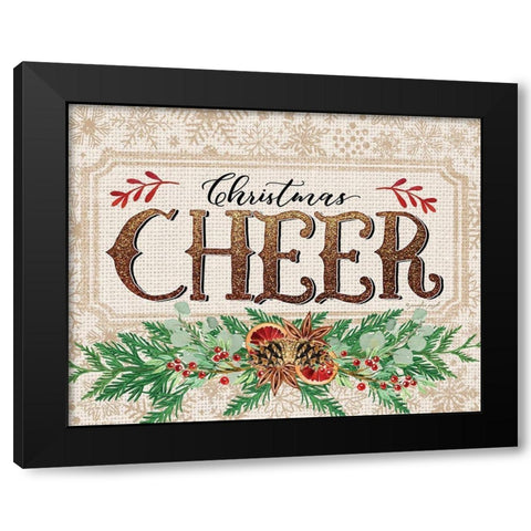 Christmas Cheer Black Modern Wood Framed Art Print with Double Matting by Pugh, Jennifer