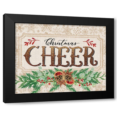 Christmas Cheer Black Modern Wood Framed Art Print by Pugh, Jennifer