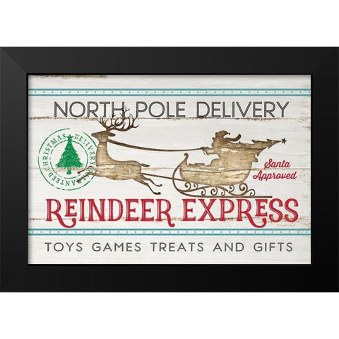 Reindeer Express Black Modern Wood Framed Art Print by Pugh, Jennifer