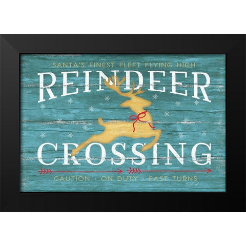 Reindeer Crossing Black Modern Wood Framed Art Print by Pugh, Jennifer