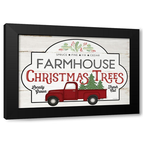 Farmhouse Christmas Trees Black Modern Wood Framed Art Print by Pugh, Jennifer