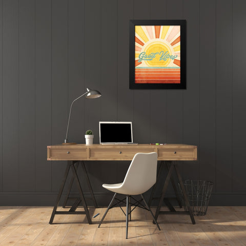 Good Vibes Black Modern Wood Framed Art Print by Pugh, Jennifer