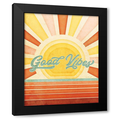 Good Vibes Black Modern Wood Framed Art Print with Double Matting by Pugh, Jennifer