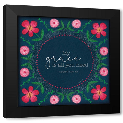 My Grace Black Modern Wood Framed Art Print with Double Matting by Pugh, Jennifer