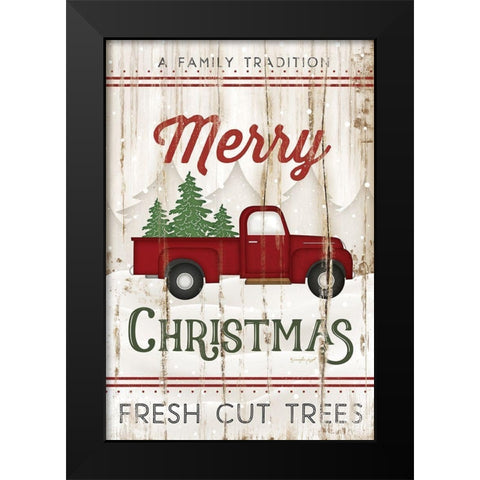 Merry Christmas Truck Black Modern Wood Framed Art Print by Pugh, Jennifer