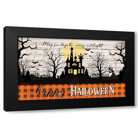 Happy Halloween Black Modern Wood Framed Art Print with Double Matting by Pugh, Jennifer