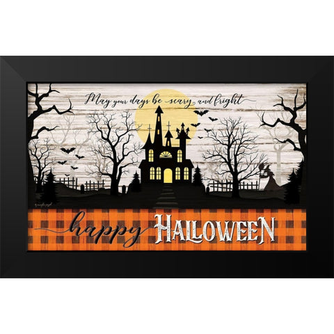 Happy Halloween Black Modern Wood Framed Art Print by Pugh, Jennifer