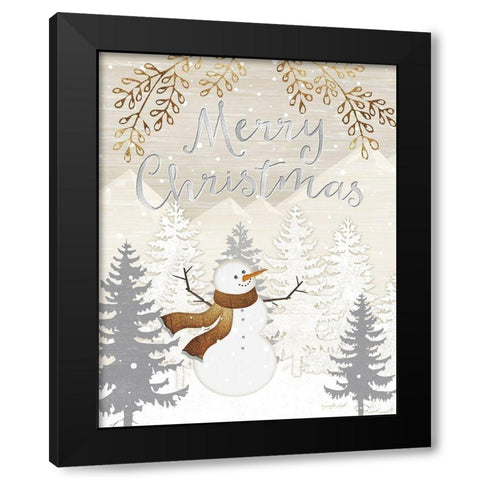 Merry Christmas Black Modern Wood Framed Art Print with Double Matting by Pugh, Jennifer