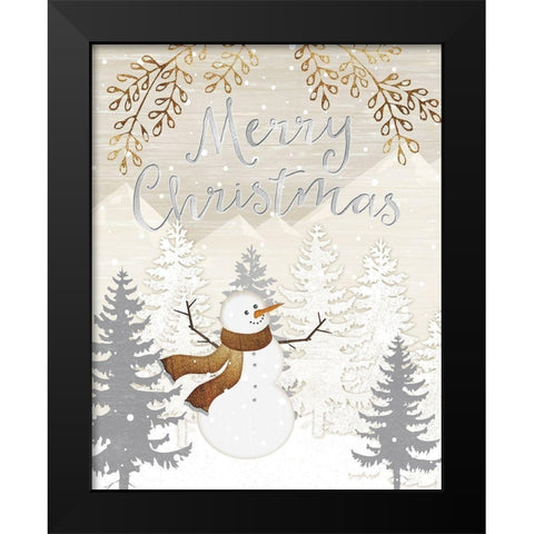 Merry Christmas Black Modern Wood Framed Art Print by Pugh, Jennifer