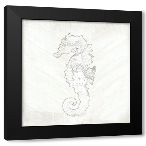 Coastal Seahorse Black Modern Wood Framed Art Print with Double Matting by Pugh, Jennifer