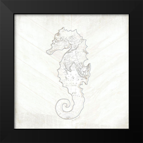 Coastal Seahorse Black Modern Wood Framed Art Print by Pugh, Jennifer