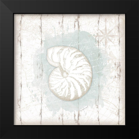 Calming Coastal Shell Black Modern Wood Framed Art Print by Pugh, Jennifer