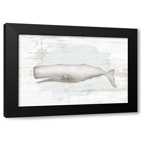 Calming Coastal Whale Black Modern Wood Framed Art Print with Double Matting by Pugh, Jennifer