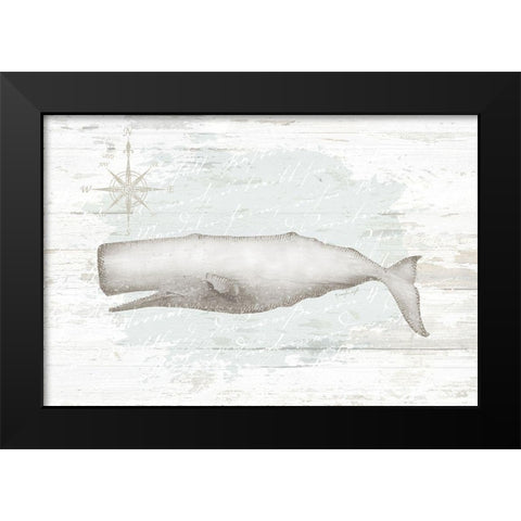 Calming Coastal Whale Black Modern Wood Framed Art Print by Pugh, Jennifer