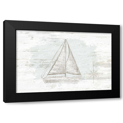 Calming Coastal Sailboat Black Modern Wood Framed Art Print with Double Matting by Pugh, Jennifer