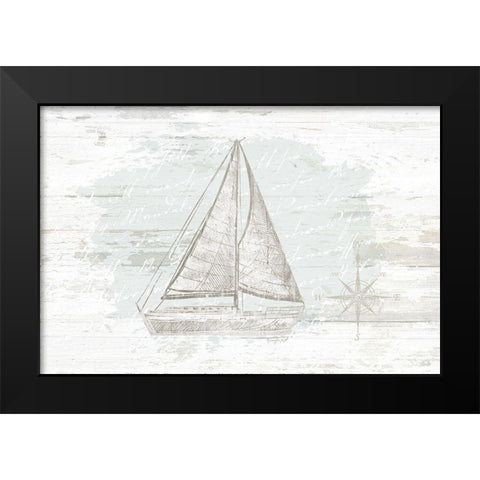 Calming Coastal Sailboat Black Modern Wood Framed Art Print by Pugh, Jennifer