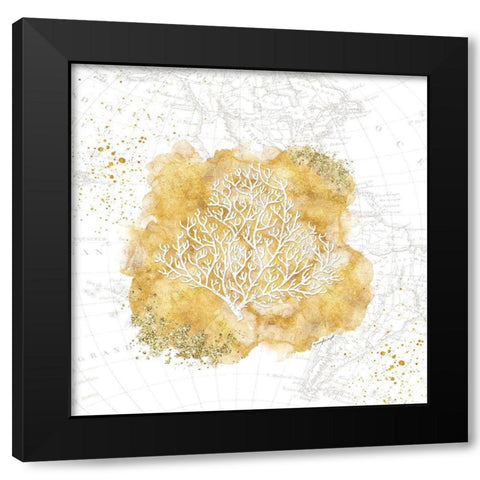 Golden Coral Black Modern Wood Framed Art Print with Double Matting by Pugh, Jennifer