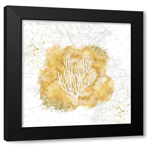 Golden Coral III Black Modern Wood Framed Art Print with Double Matting by Pugh, Jennifer