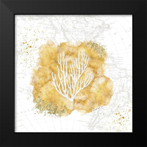 Golden Coral III Black Modern Wood Framed Art Print by Pugh, Jennifer